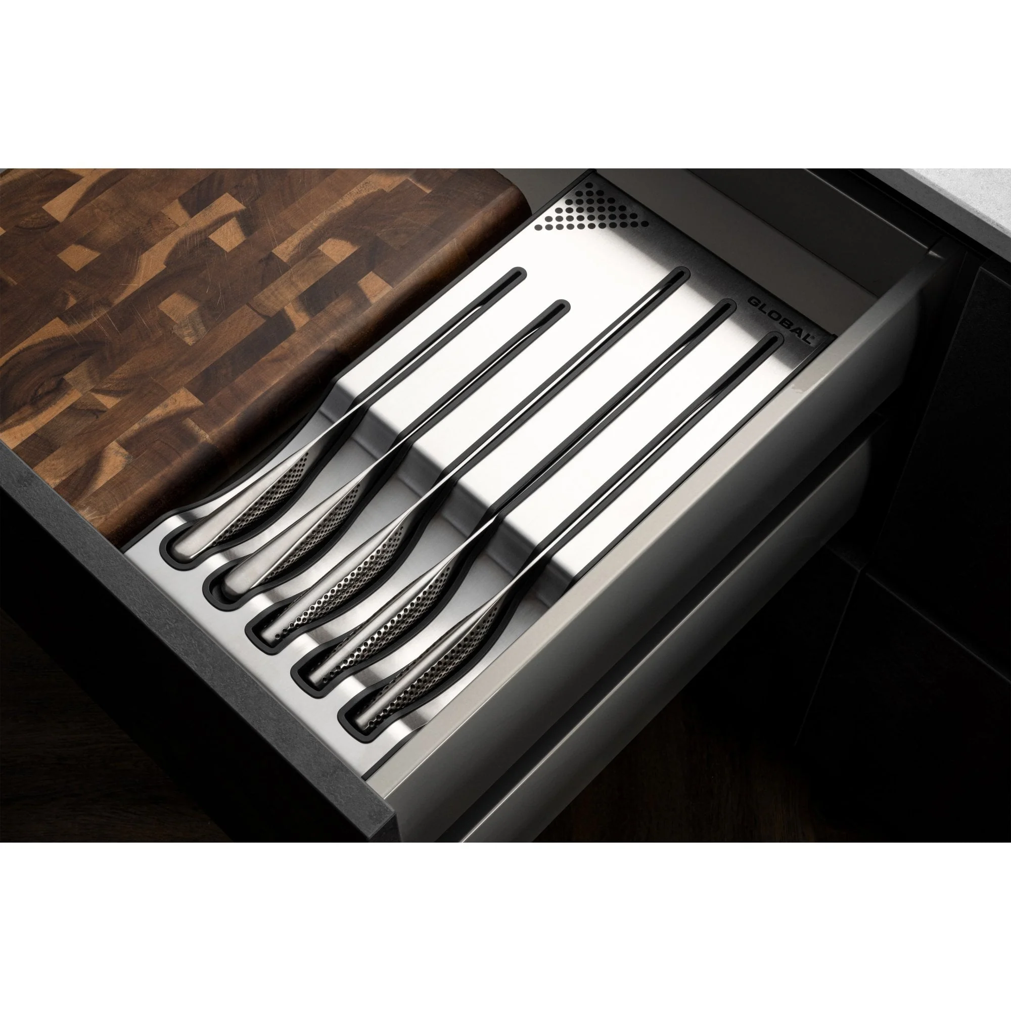 Global 5 Piece Kitchen Knife Set with Storage Dock - Image 5