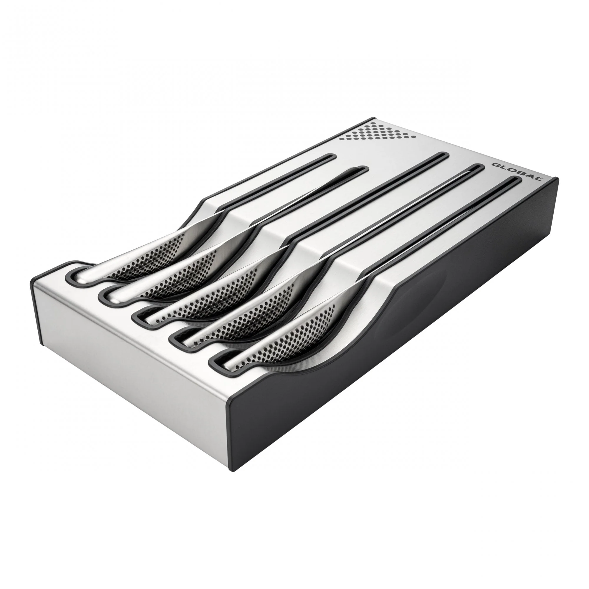 Global 5 Piece Kitchen Knife Set with Storage Dock