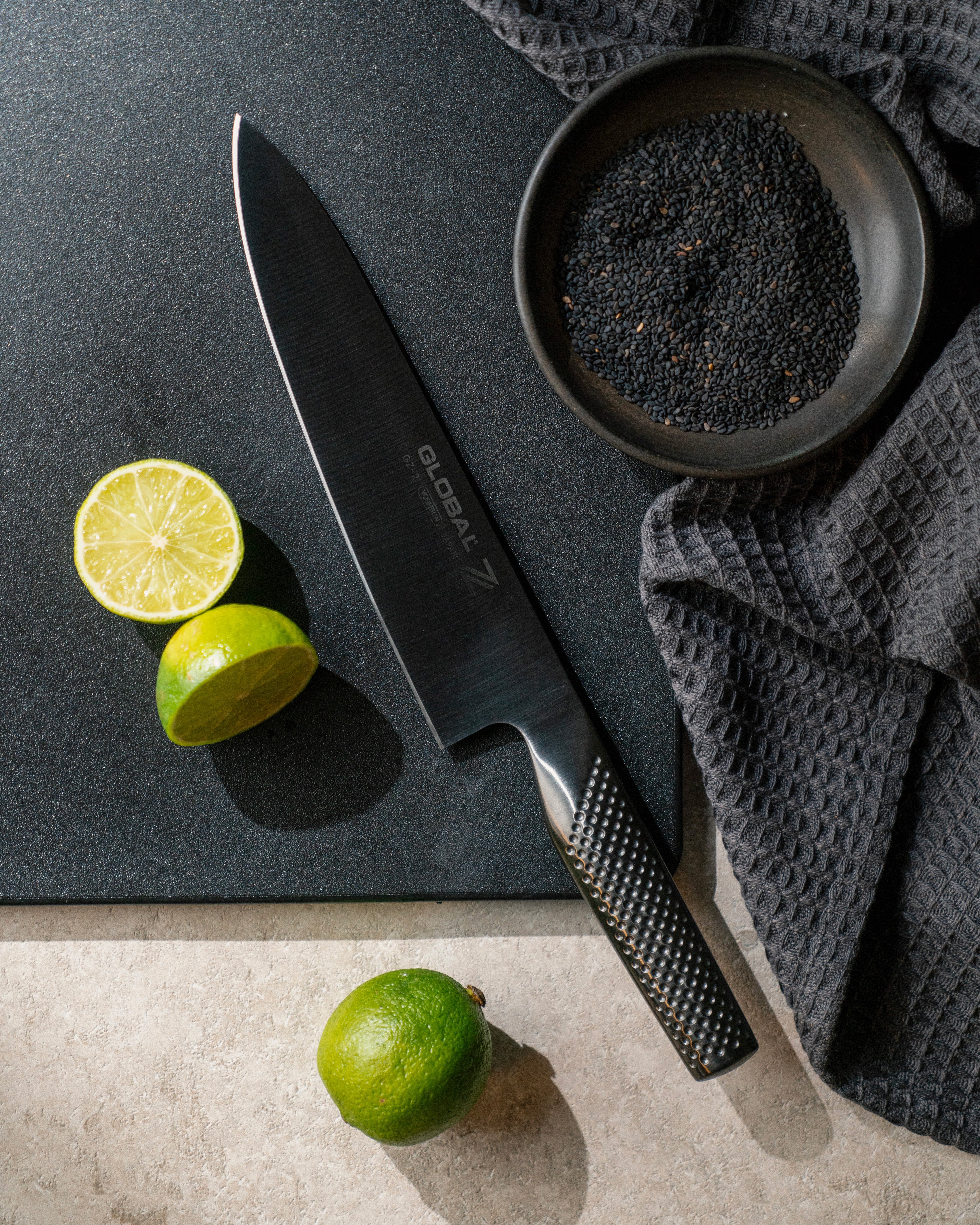 BLACK EDITION: Global Z Carbon Coated Chef's Knife 20cm Blade - Image 5